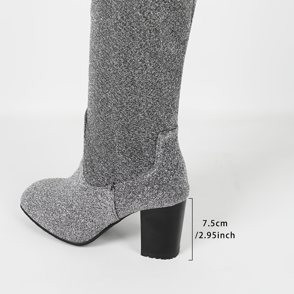Women's Knitted Knee High Boots Slip-Resistant Rubber Sole Winter Footwear