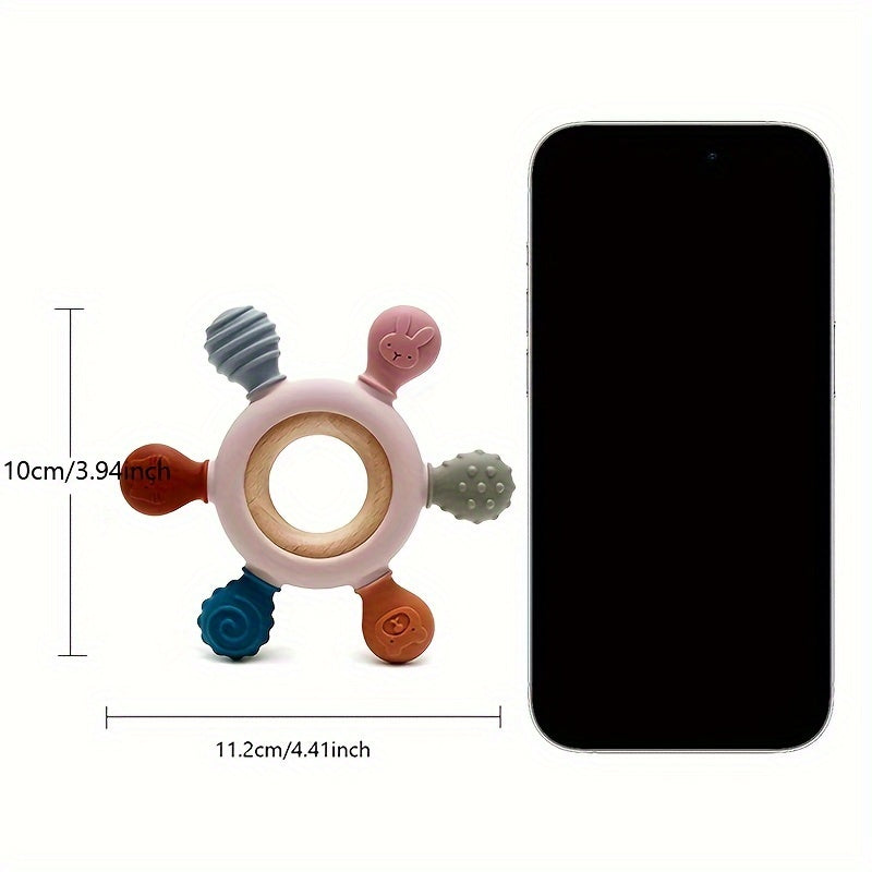 Baby Teether Ring BPA-Free Silicone Rudder Shape Teething Toy for Babies Boys Girls