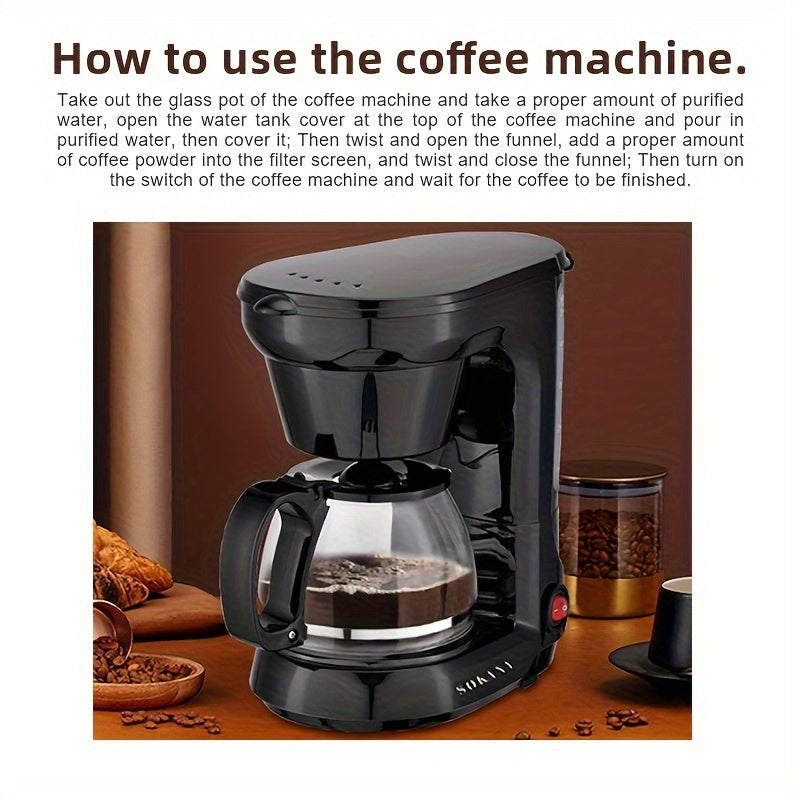 Automatic Drip Coffee Maker with Programmable Timer and Anti-Drip Design for Home and Office
