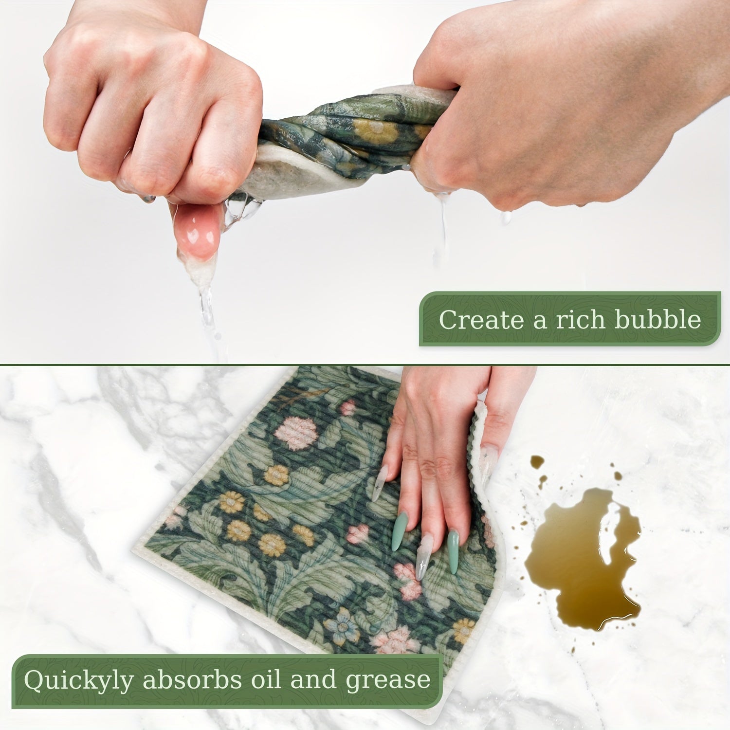 Set of 4, 8, or 16 Reusable Swedish Dishcloths for Kitchen Absorbent Cleaning