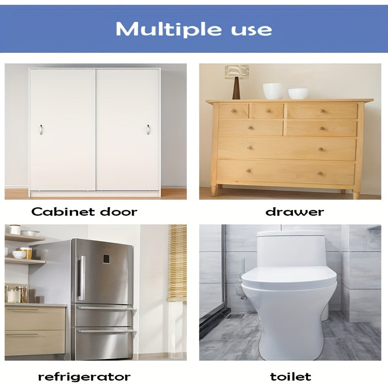 10-Pack White Child Safety Locks for Cabinets Drawers Adjustable Anti-Pinch Latches