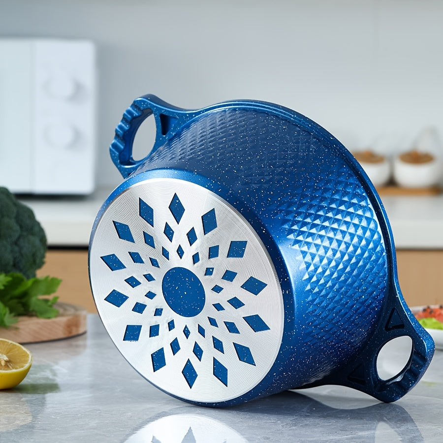 Juego de utensilios de cocina de aluminio azul con recubrimiento antiadherente, ollas y sartenes para estufa de gas