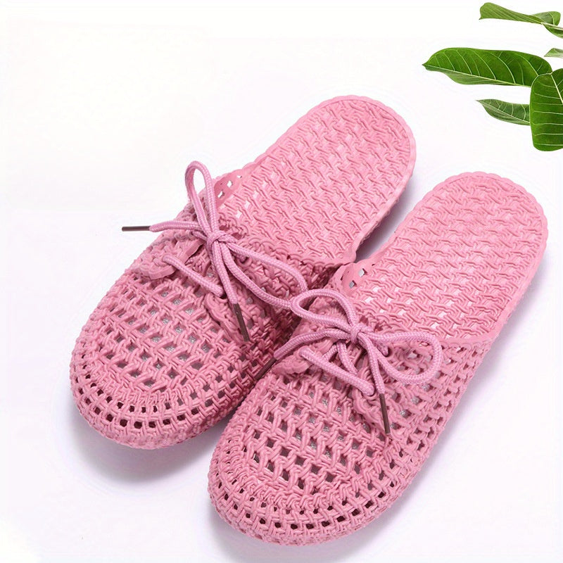 Women Summer Slippers with Head Cover Hollowed-out Indoor Outdoor Slip-ons
