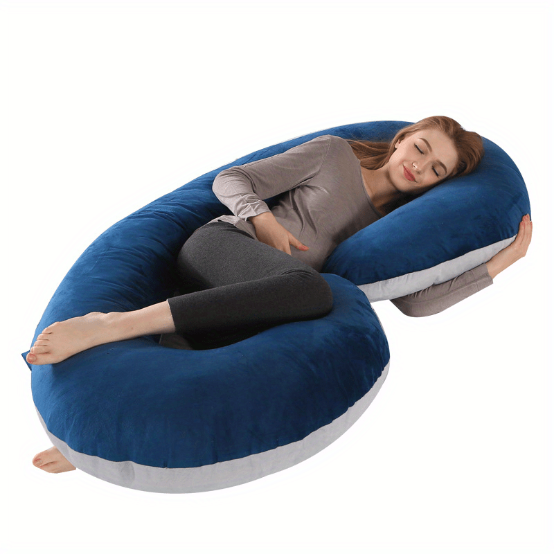 Maternity Pillow Crystal Velvet C-Shaped Pregnancy Pillow with Cooling Cover and Washable Waist Support
