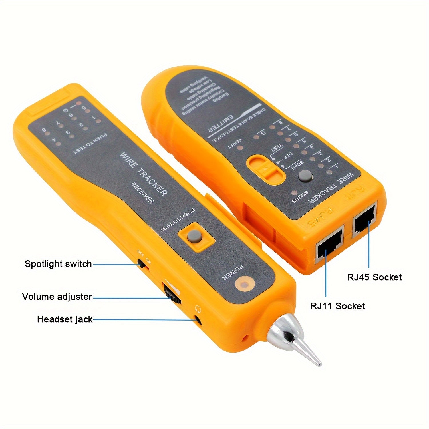 Handheld Cable Tester for LAN Phone Internet Video Data Line Finder Tone Inspection RJ45 RJ11