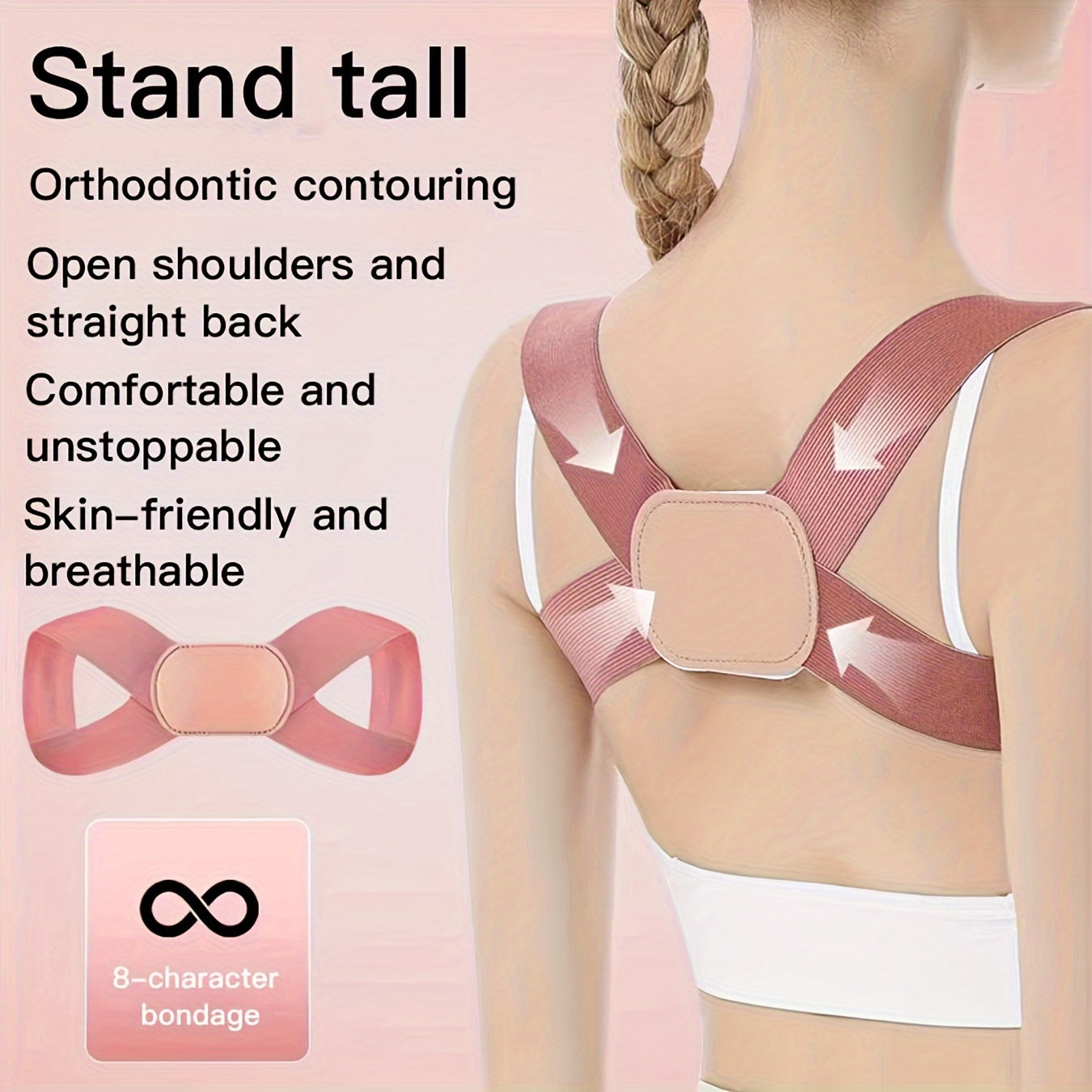 Women's Breathable Back Support Brace with Shoulder Corrector and Open Shoulder Design