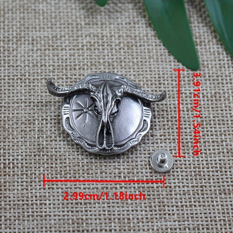 Handcrafted Bull Head Coin Buckle Leather Craft Accessory for Bags and Decor