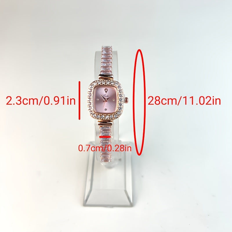 Ayollar uchun kvadrat rhinestone kvarts soat, vintage uslub, sozlanadigan bilaguzuk, partiyalar uchun