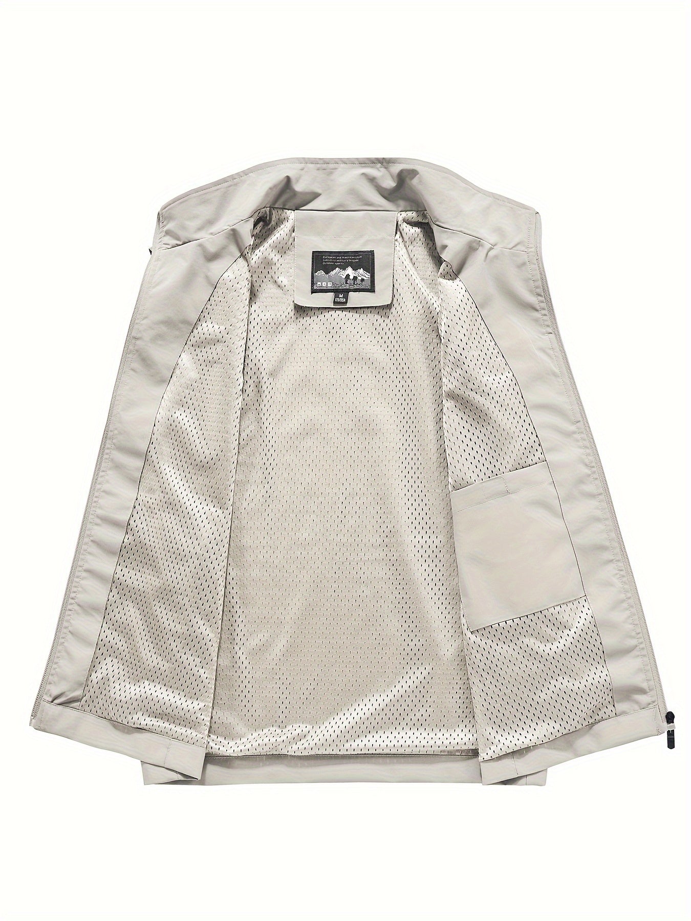 Men's Polyester Sleeveless Jacket with Zipper Pockets Stand Collar for Outdoor Activities