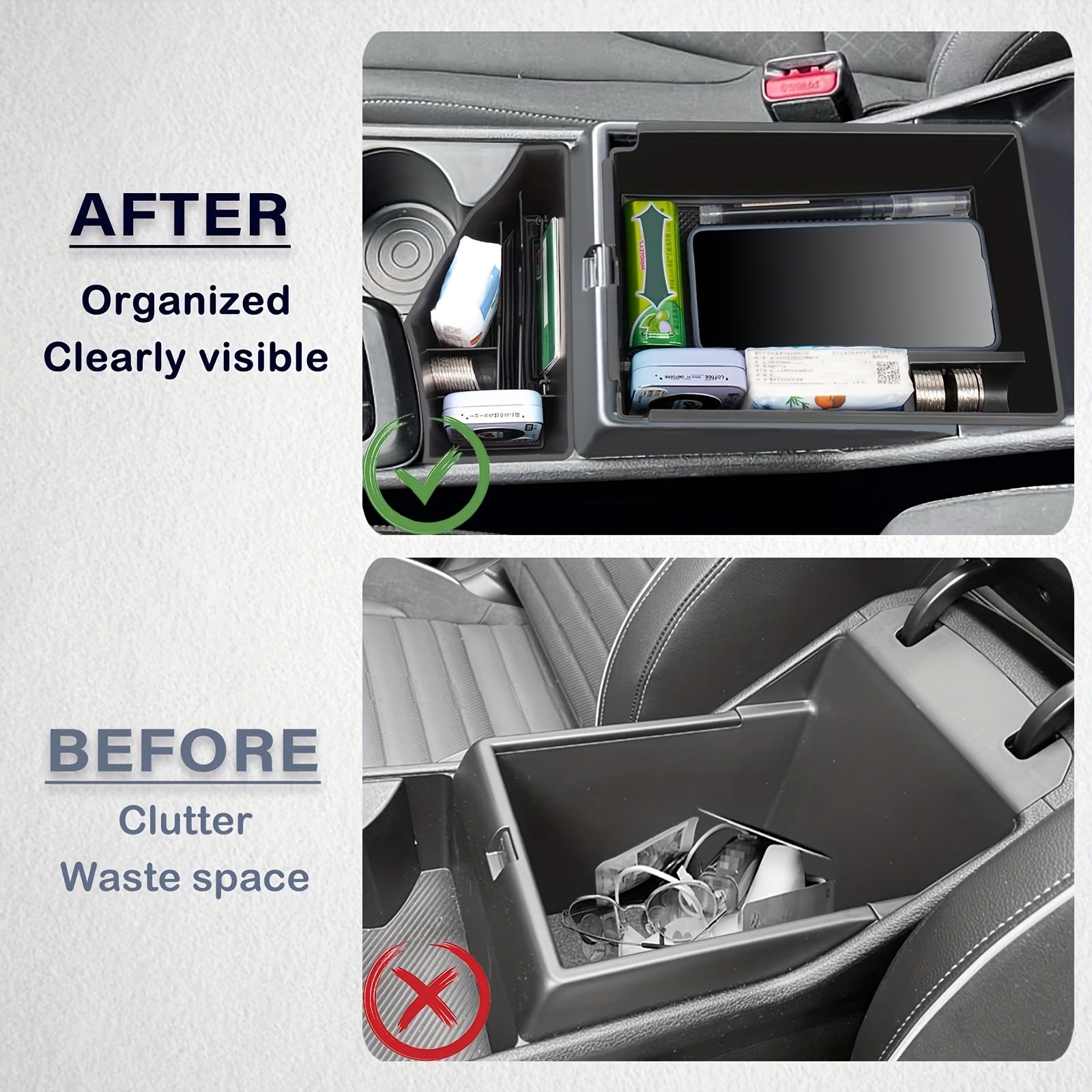 Car Interior Center Console Organizer Storage Tray for Hybrid Models