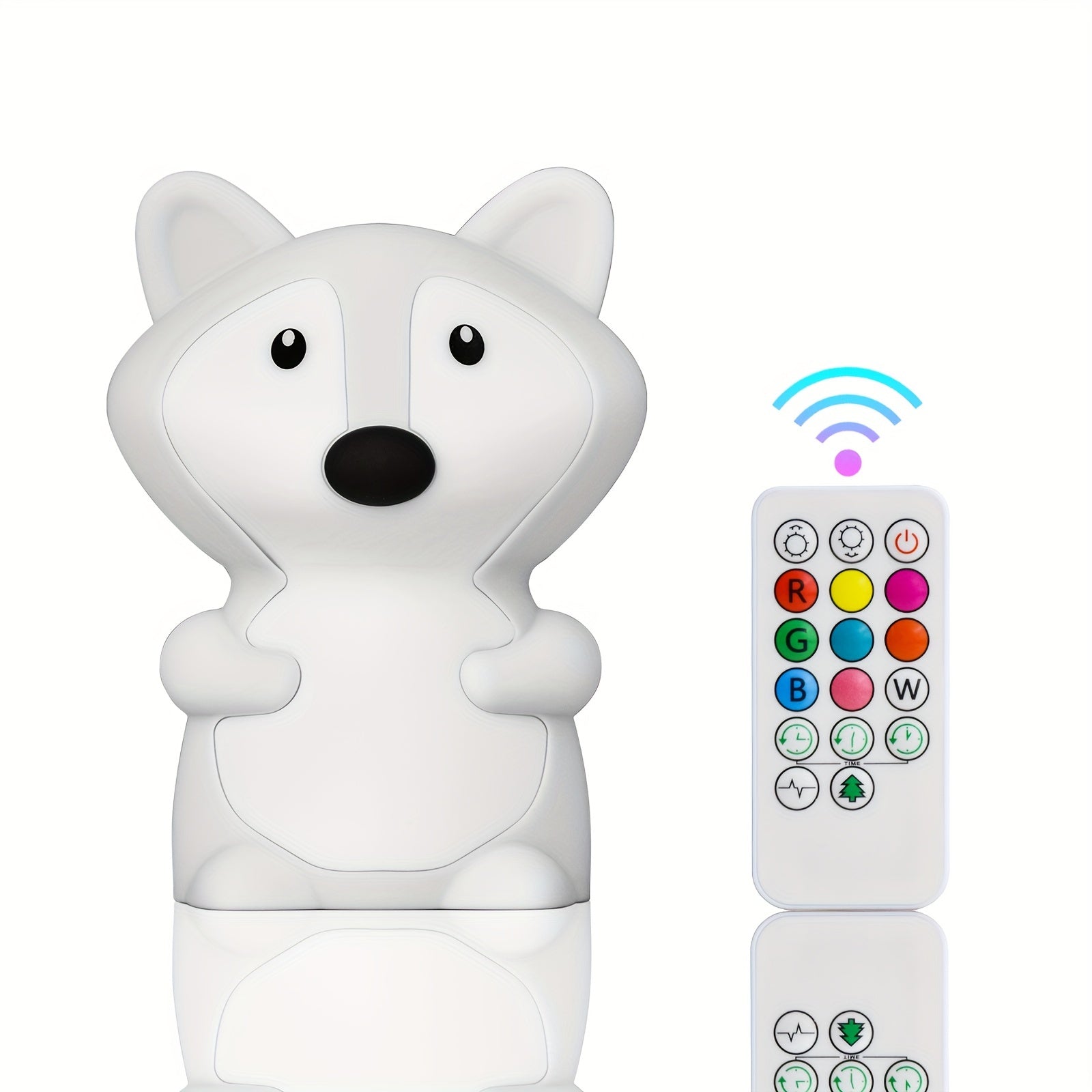 Luz nocturna de silicona con forma de zorro para habitación infantil lámpara kawaii para dormitorio