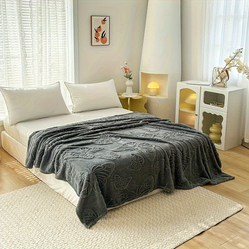 3D Butterfly Milk Fleece Throw Blanket for Bed Sofa Camping Nap Use