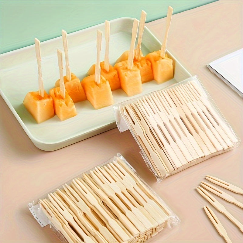 80 Pairs Disposable Bamboo Cutlery Set Eco-Friendly Forks for Weddings Birthdays