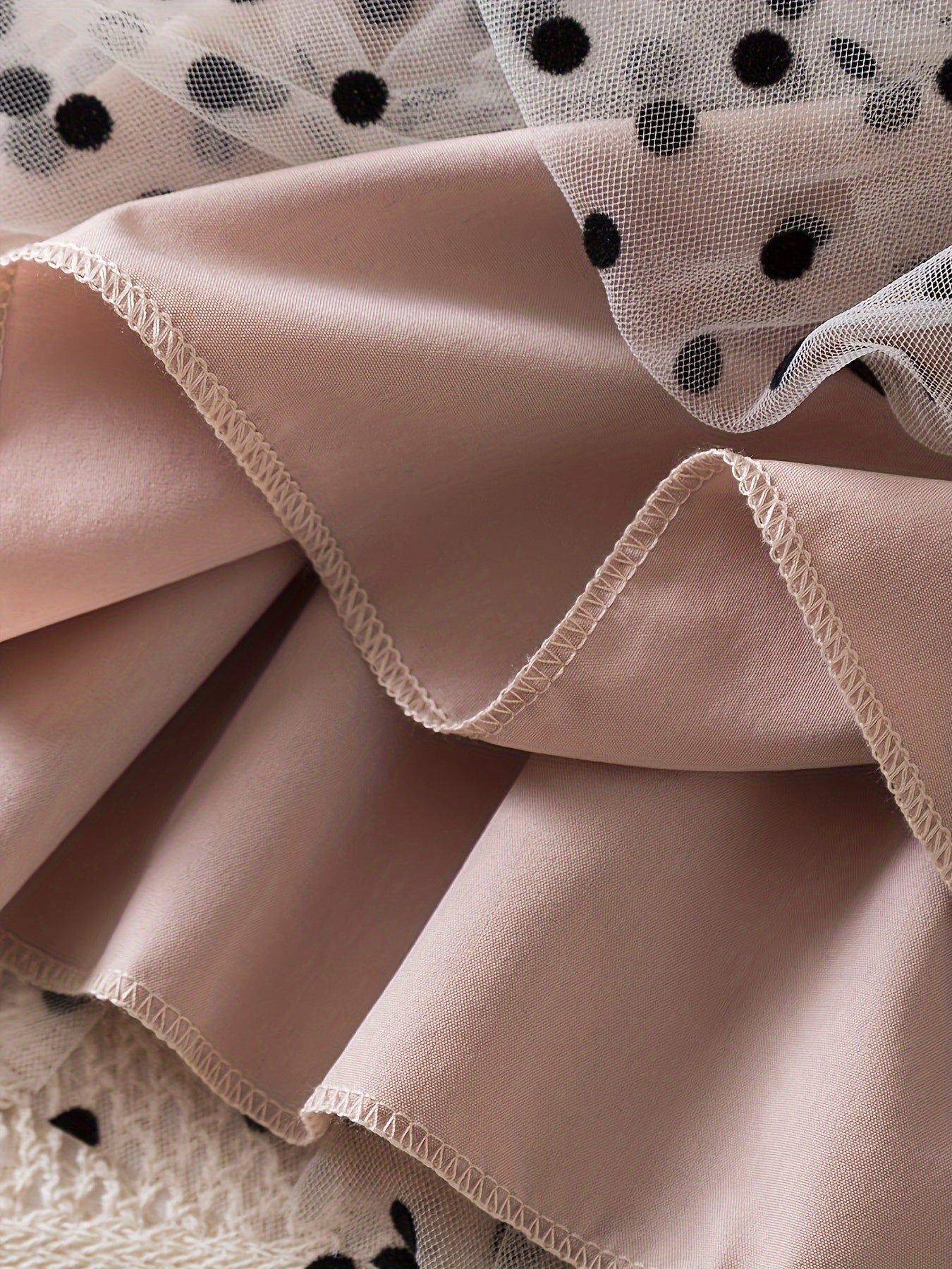 Kids Girls Summer Polka Dot Tulle Princess Dress A-Line Fairy Style Button Accents Non-Stretch Polyester