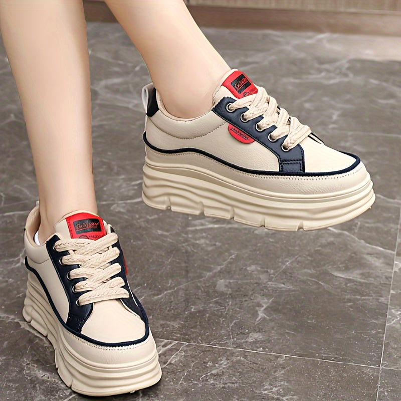 Women's Color-Block Casual Sneakers with Thick Sole