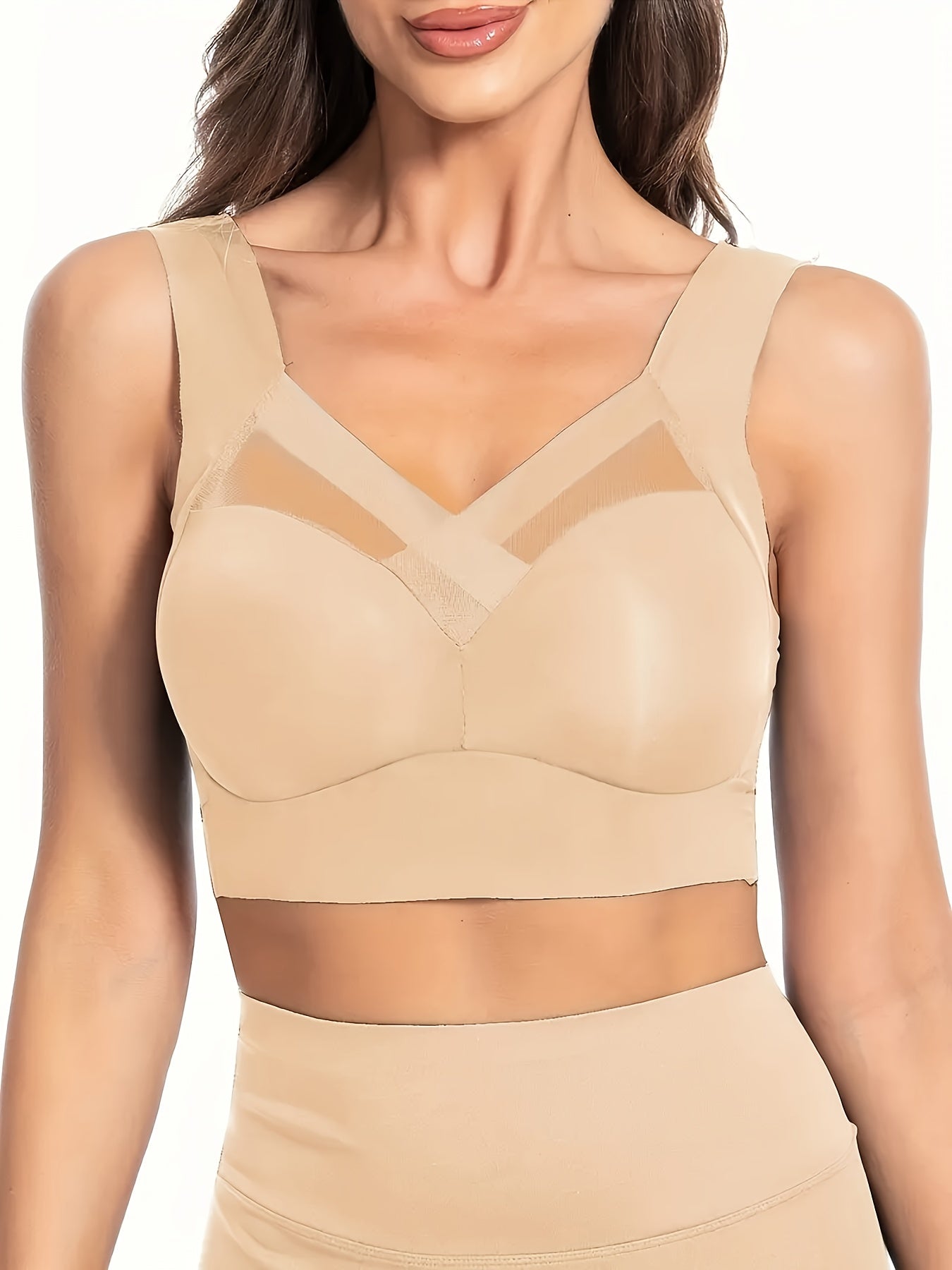 Plus Size V-Neck Sports Bras Nylon Spandex Blend Medium Support 3 Pack