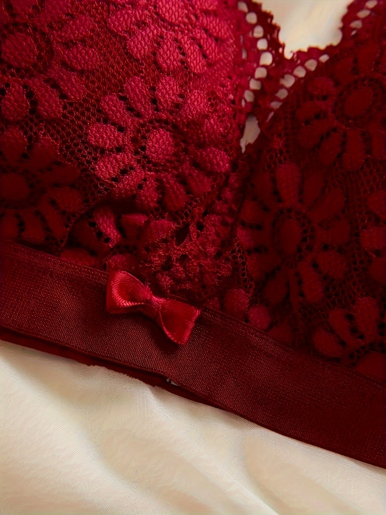 Teen Girls Floral Lace Lingerie Set Solid Color Bra and Panties 90% Polyamide