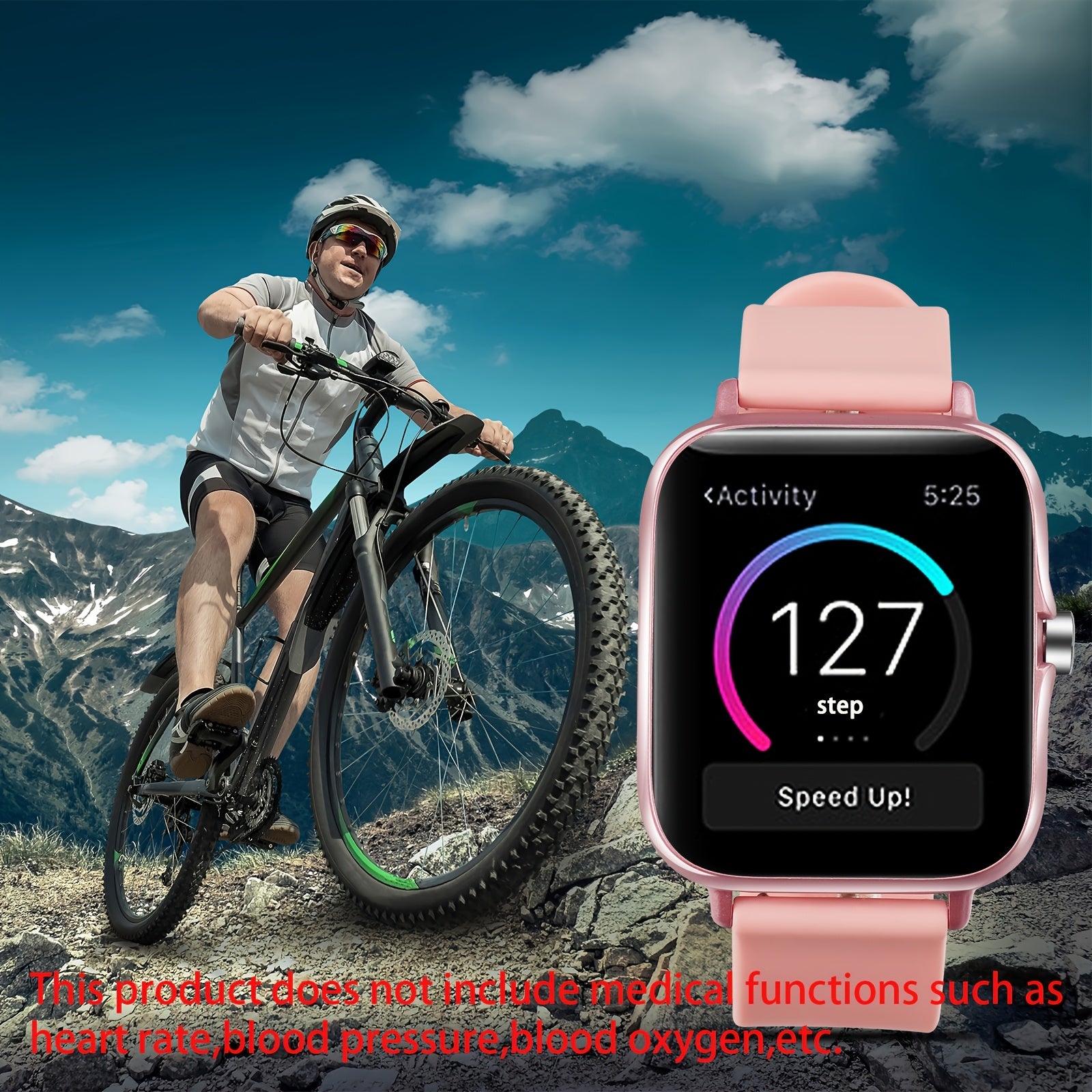 Smart Watch with 4.34cm OLED Display Call Message Pedometer Fitness Tracker Wireless USB Rechargeable