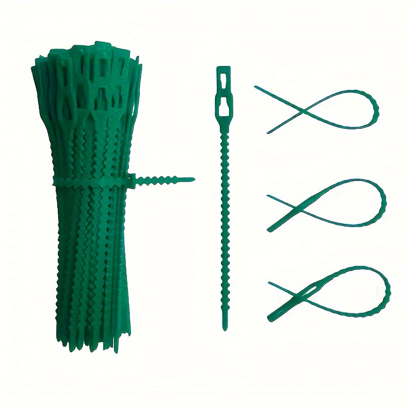 100 Pcs Green Plastic Plant Ties Garden Support Clips for Vines and Flowers
