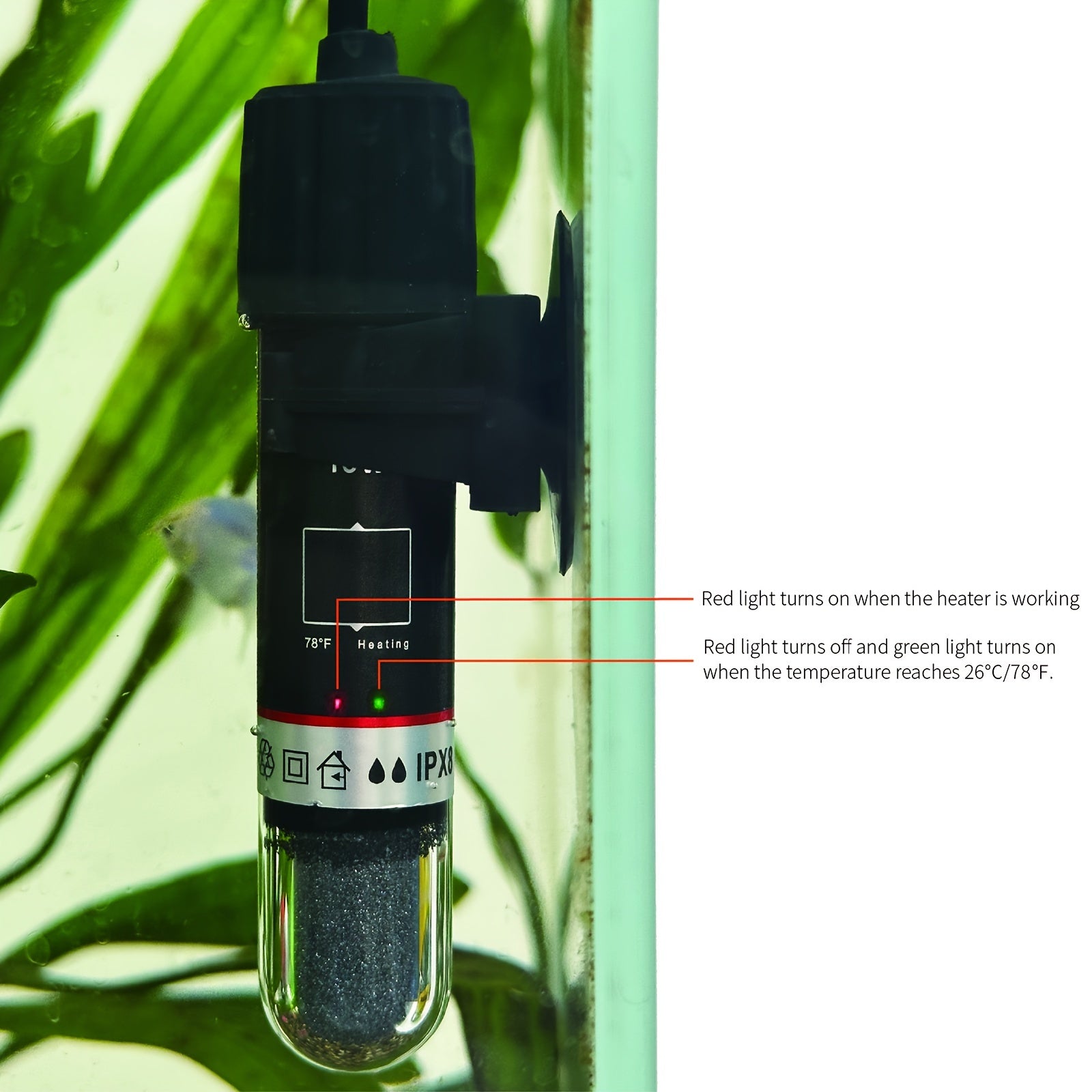 Calentador de acuario sumergible USB de 10W para acuarios pequeños de hasta 19 litros