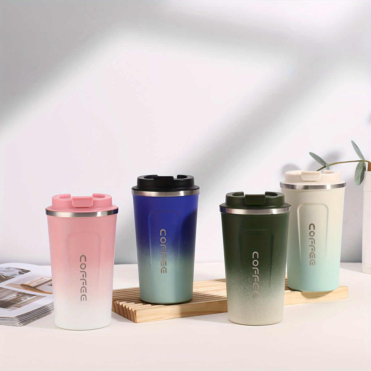 Gradient Color Travel Mug Stainless Steel Vacuum Insulated 380ml 13oz Portable Drinkware
