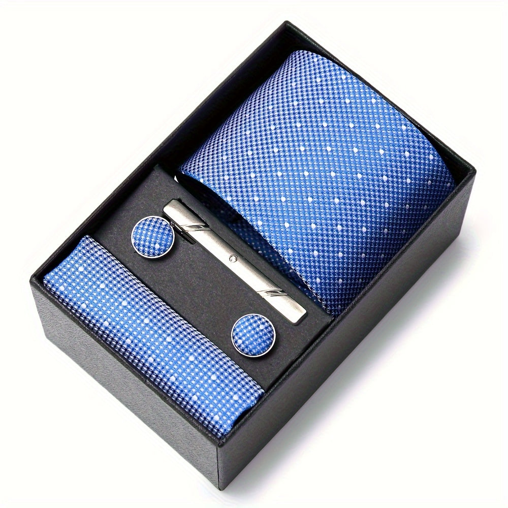Men's Wedding Accessories Gift Set Tie Cufflinks Pocket Square in Gift Box