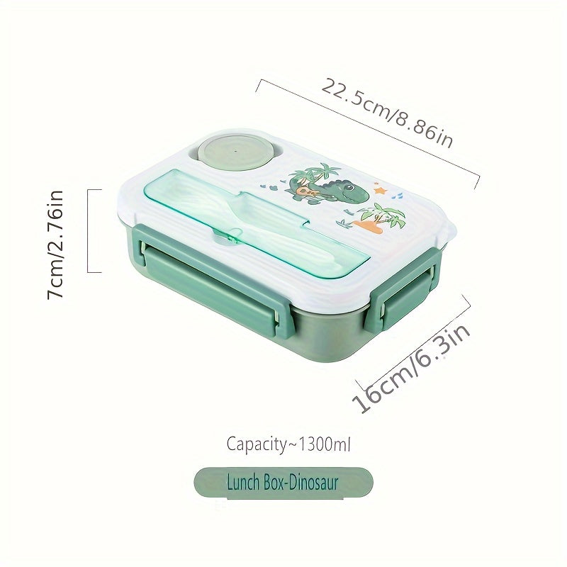 Детский ланч-бокс на 44 унции с соусными чашками и приборами, герметичный, безопасный для микроволновки