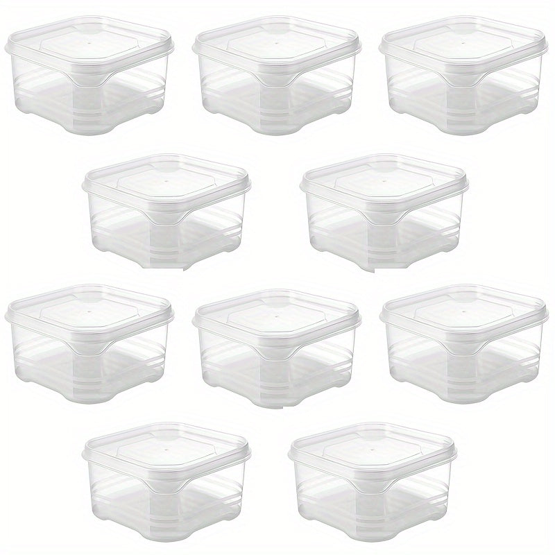 10pcs Refrigerator Frozen Meat Storage Boxes with Separated Compartments and Sealed Preservation