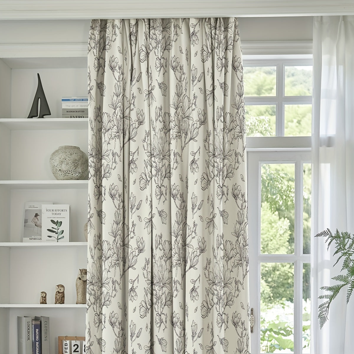 Blackout Sunshade Curtains with Floral Pattern for Living Room Bedroom Office