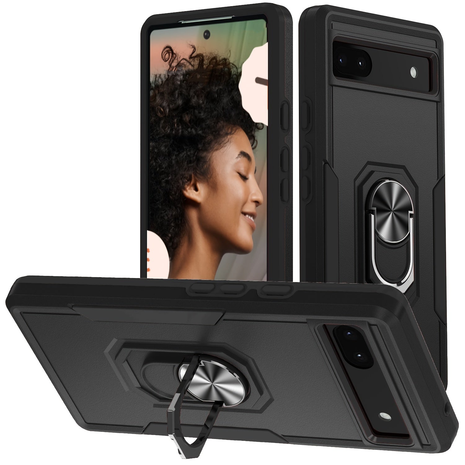 Shockproof Magnetic Phone Case with Metal Ring for Google Pixel 6 7 8 6a 7 Pro 8 Pro 8a