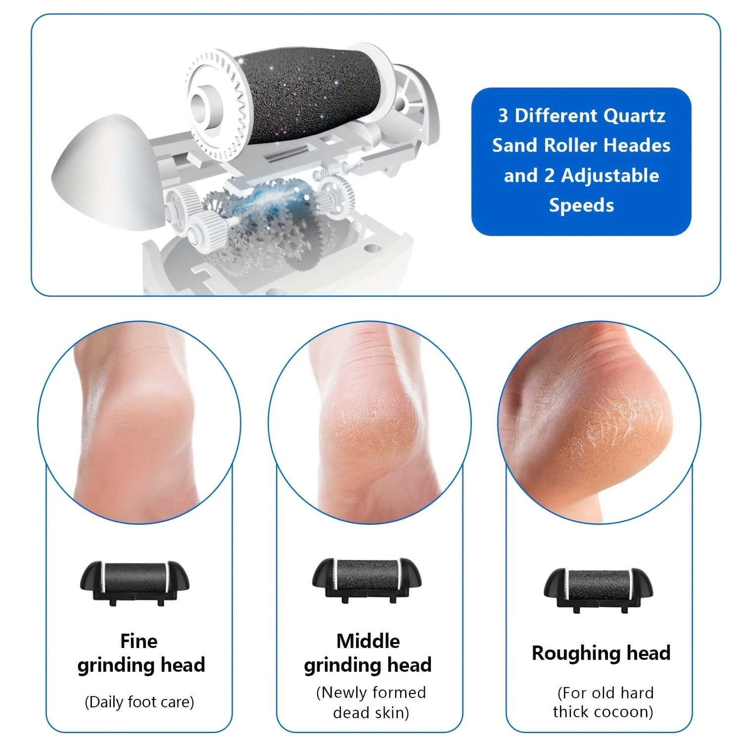 Kit de cuidado eléctrico para pies para mujeres con pantalla LCD, removedor de callos, herramienta de pedicura, recargable