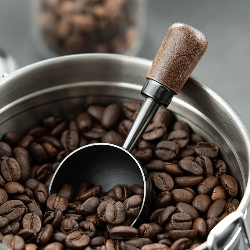 30ml Qahva o'lchash qoshiq to'plami, zanglamaydigan po'lat, gilos yog'och tutqichli, vintage uslub