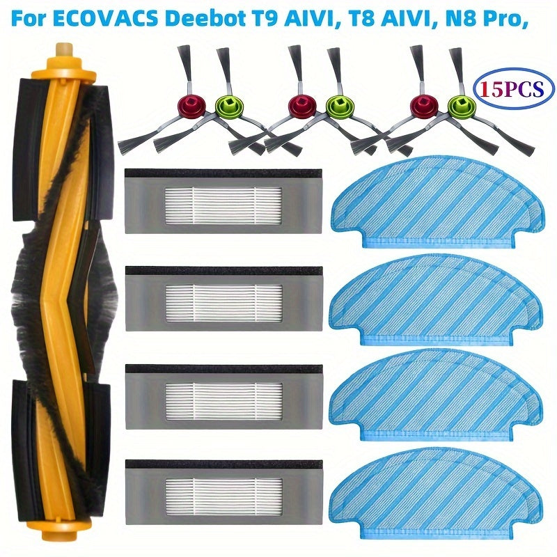 ECOVACS DEEBOT OZMO 920/950/t8/t8 AIVI/T8 Max/n7/n8+/n8 Pro/N8 Pro Plus/T9+/N10 PLUS/Yeedi Vac Vac Max Vac Station uchun almashtirish qismlari. 1 asosiy cho'tka, 4 filtr, 4 mopa pad va 6 yon cho'tka o'z ichiga oladi. Ushbu plastik polga ulanish vakuum.