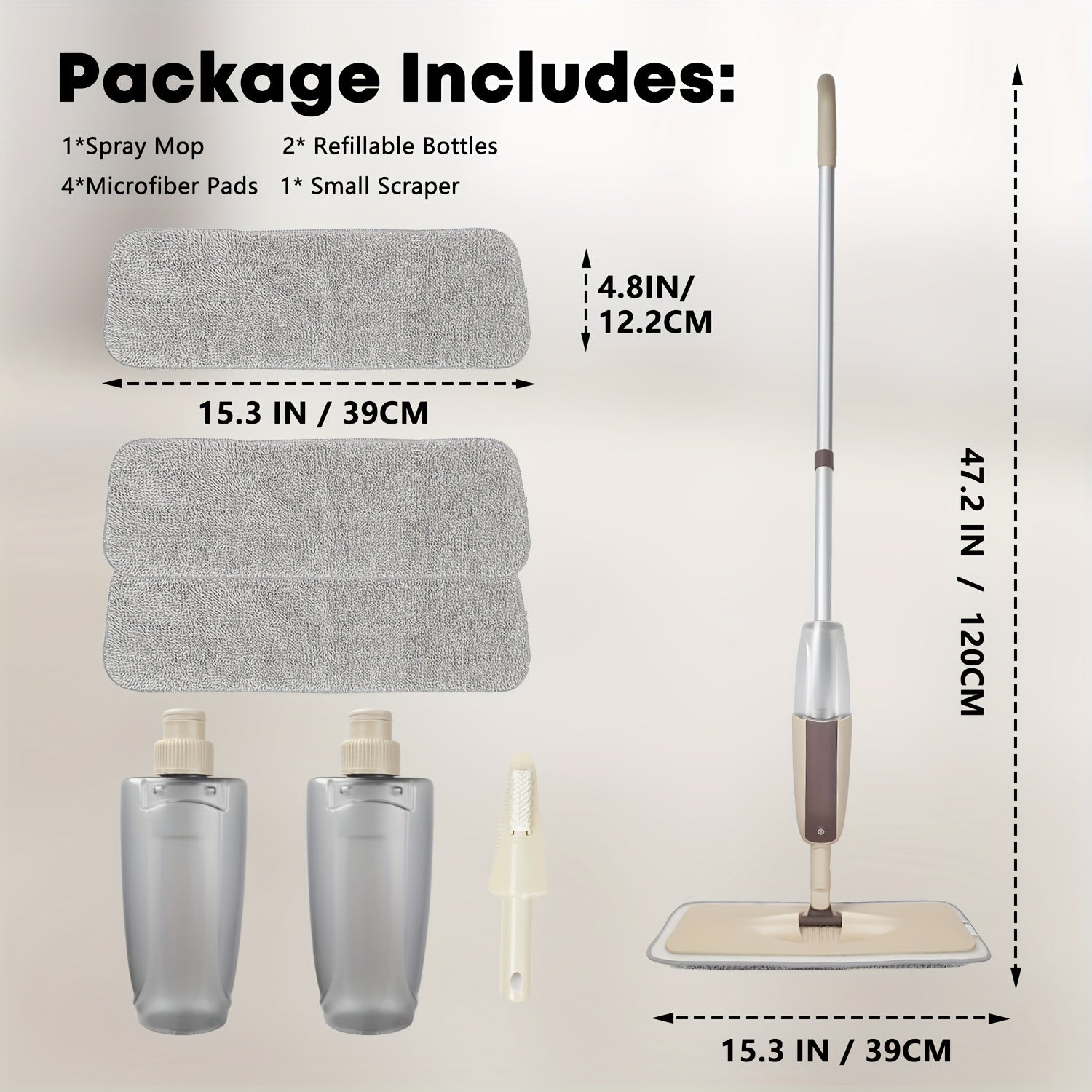 Microfiber Spray Mop with Rotating 360° Swivel Head, Reusable Pads, Adjustable Handle