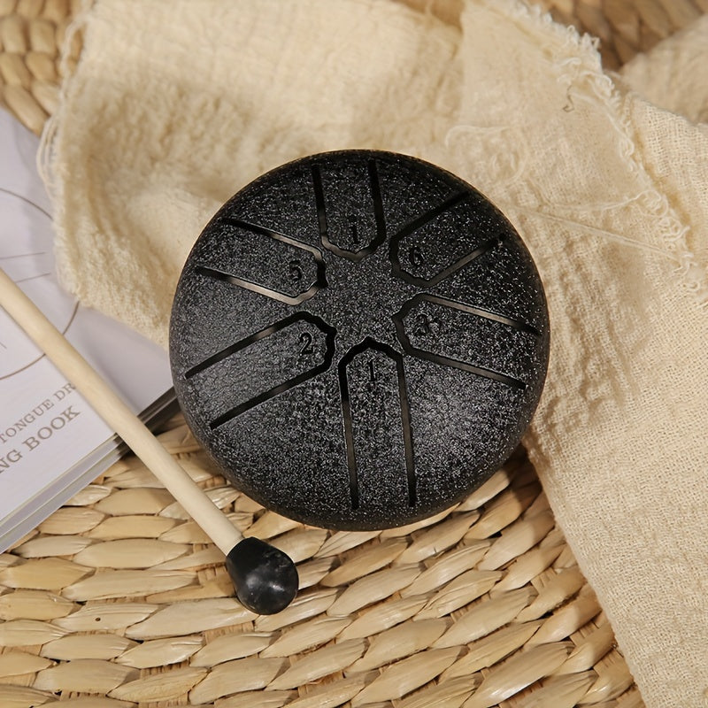 Portable Steel Tongue Drum 3-Inch 6 Tones for Stress Relief Meditation Music Notes