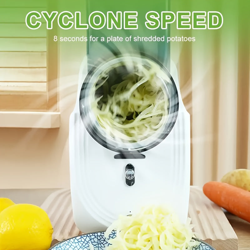USB rechargeable vegetable cutter with cyclone speed long battery life interchangeable blades ideal for quick meal prep