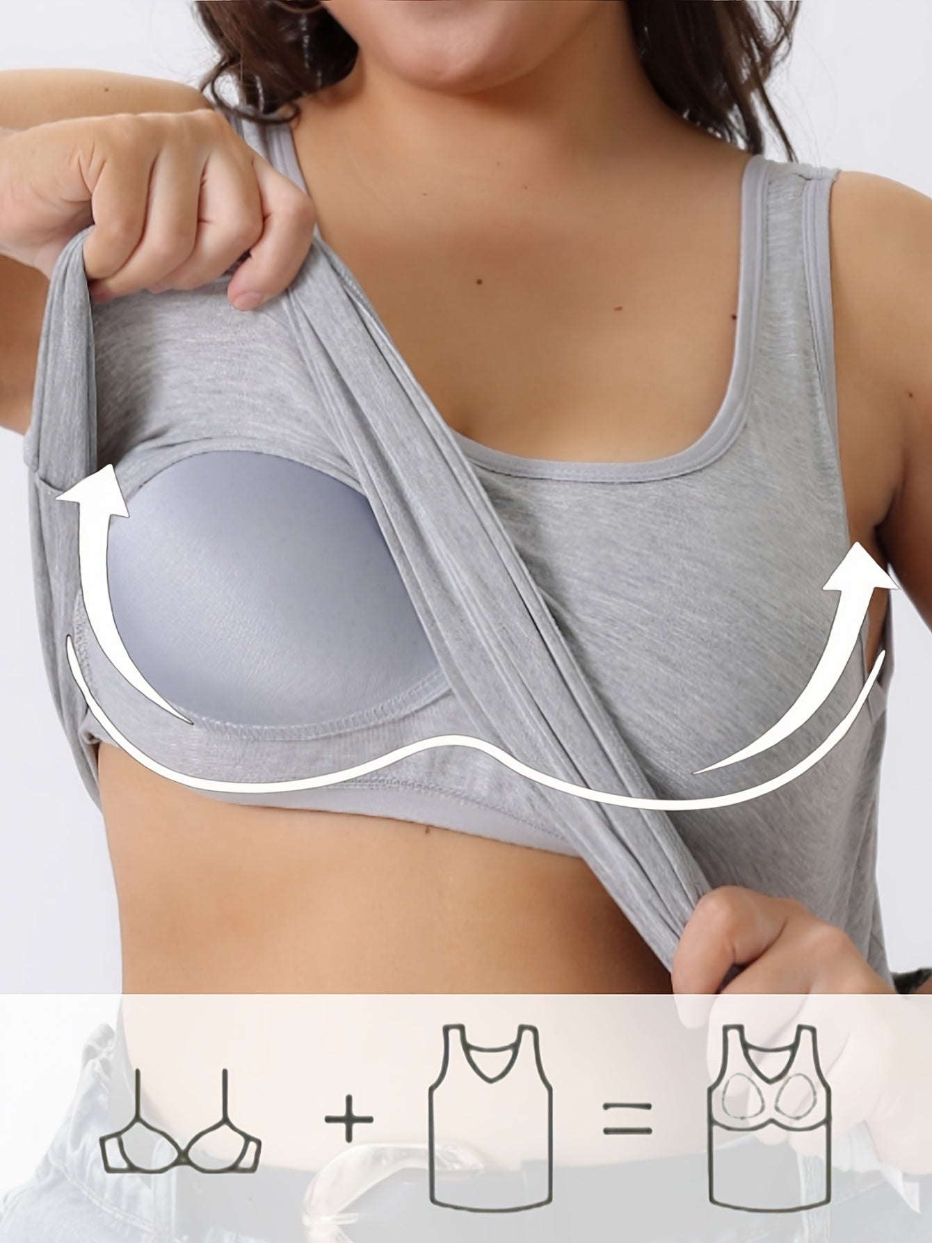 Women's Plus Size Sports Bras with Push-Up Pads, Sleeveless, Multi-Color