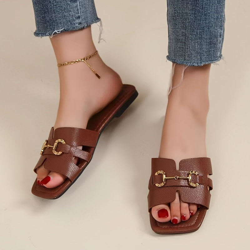 Women's Flat Slides Fashion Solid Color Open Toe Casual Summer Shoes