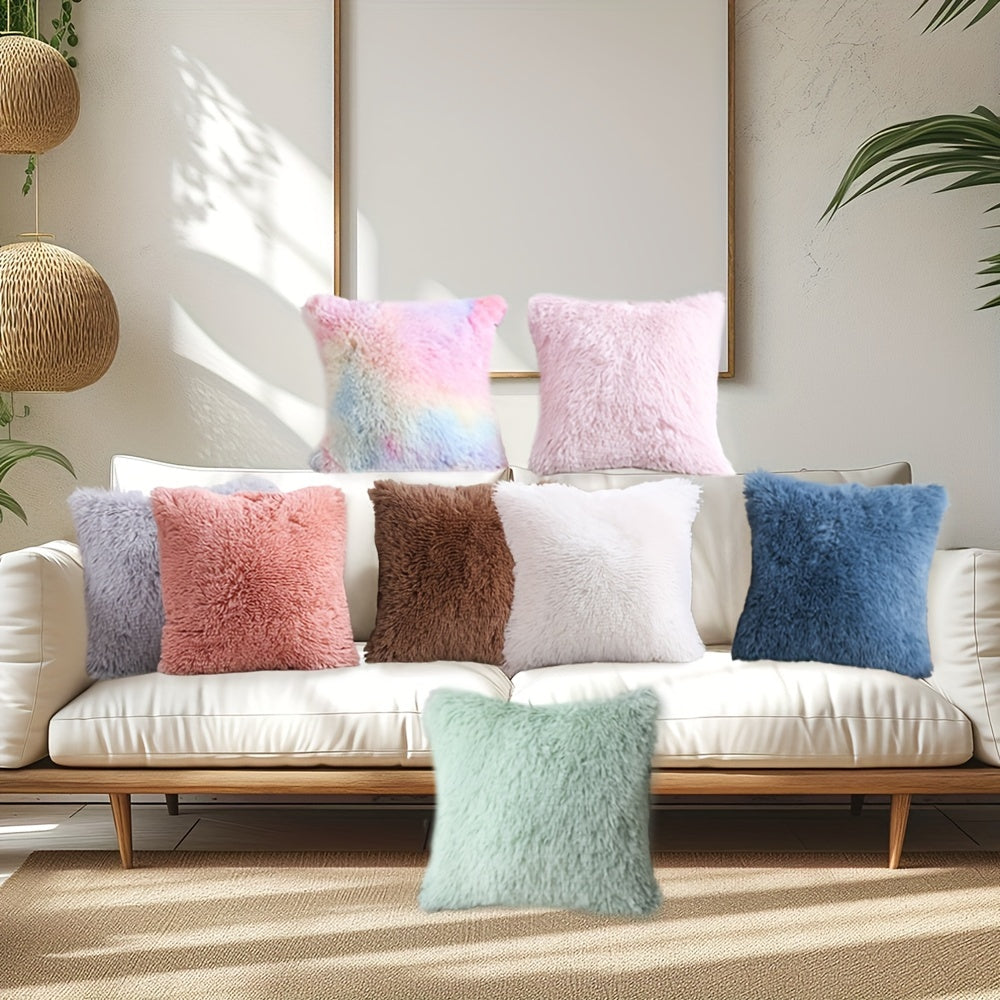 40.64 cm Fuzzy Throw Pillow Cover with Zipper Square Cushion Cover for Sofa Bed Decor