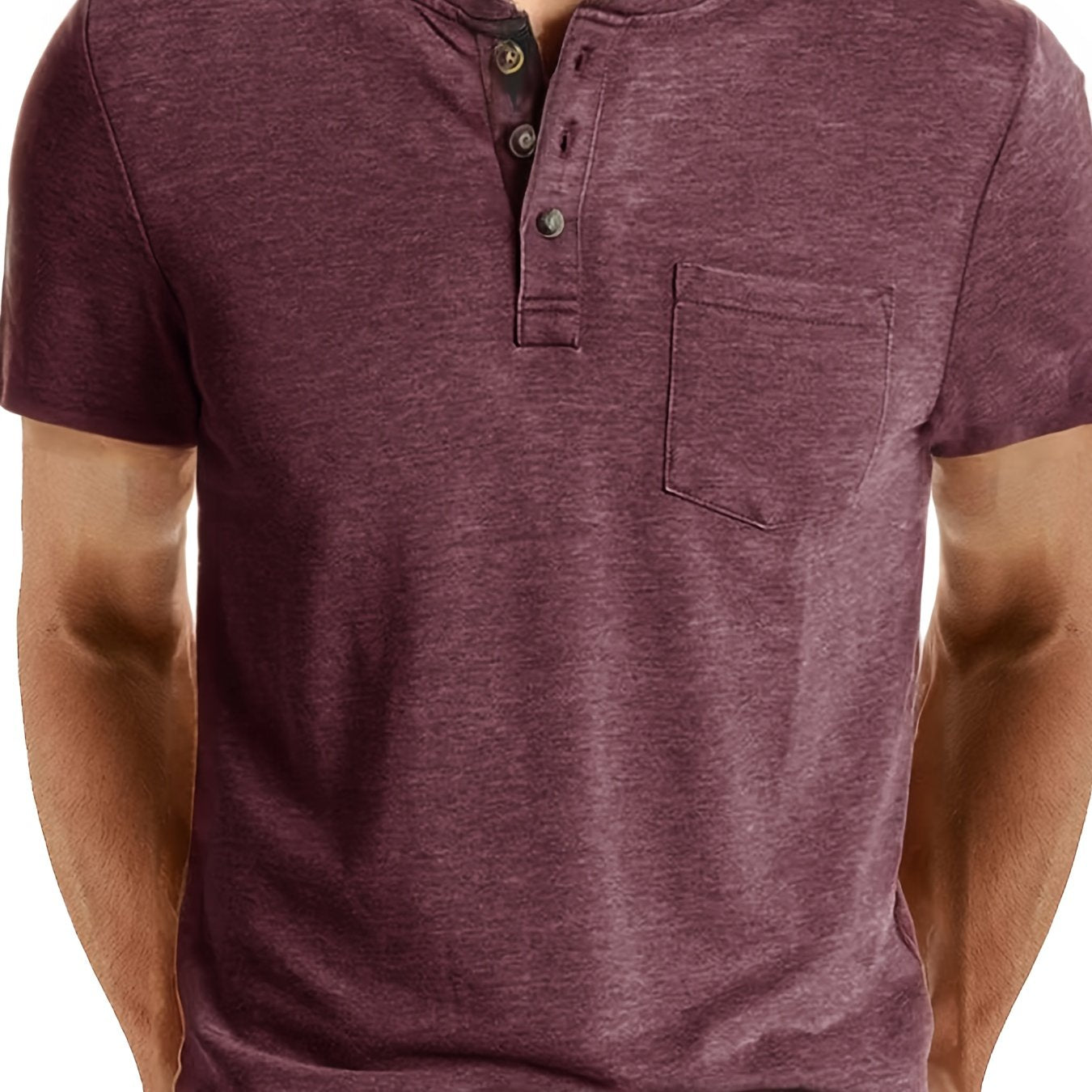 Plus Size Men's Short Sleeve Henley Shirt Lightweight Polyester Blend Spring Autumn Casual