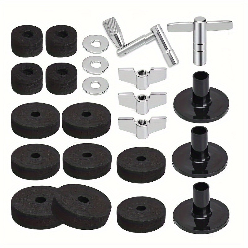 23-Piece Drum Kit with Alloy Hardware Non-Slip Felt Pads Manual Operation