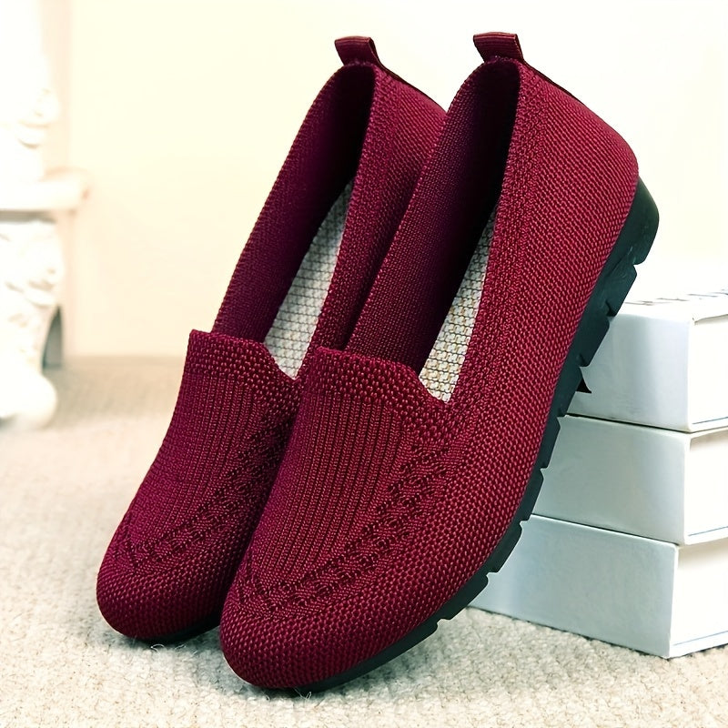 Women's Knitted Slip-On Shoes Breathable Mesh Walking Footwear