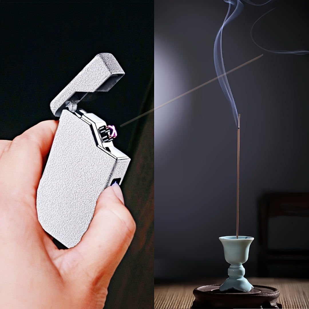 Men's Windproof Electric Lighter Rechargeable USB C Candle Camping