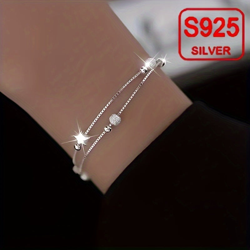 Zamonaviy va ko'p funksiyali ayollar uchun bangle - Double-layer Star Bracelet, yozgi plyaj uchun mukammal aksessuar. Gipoallergik S925 kumushdan tayyorlangan, bu 2.9g bo'lak sovg'a qilish, kundalik kiyish, to'y ziyofatlari, plyaj ta'tillari va