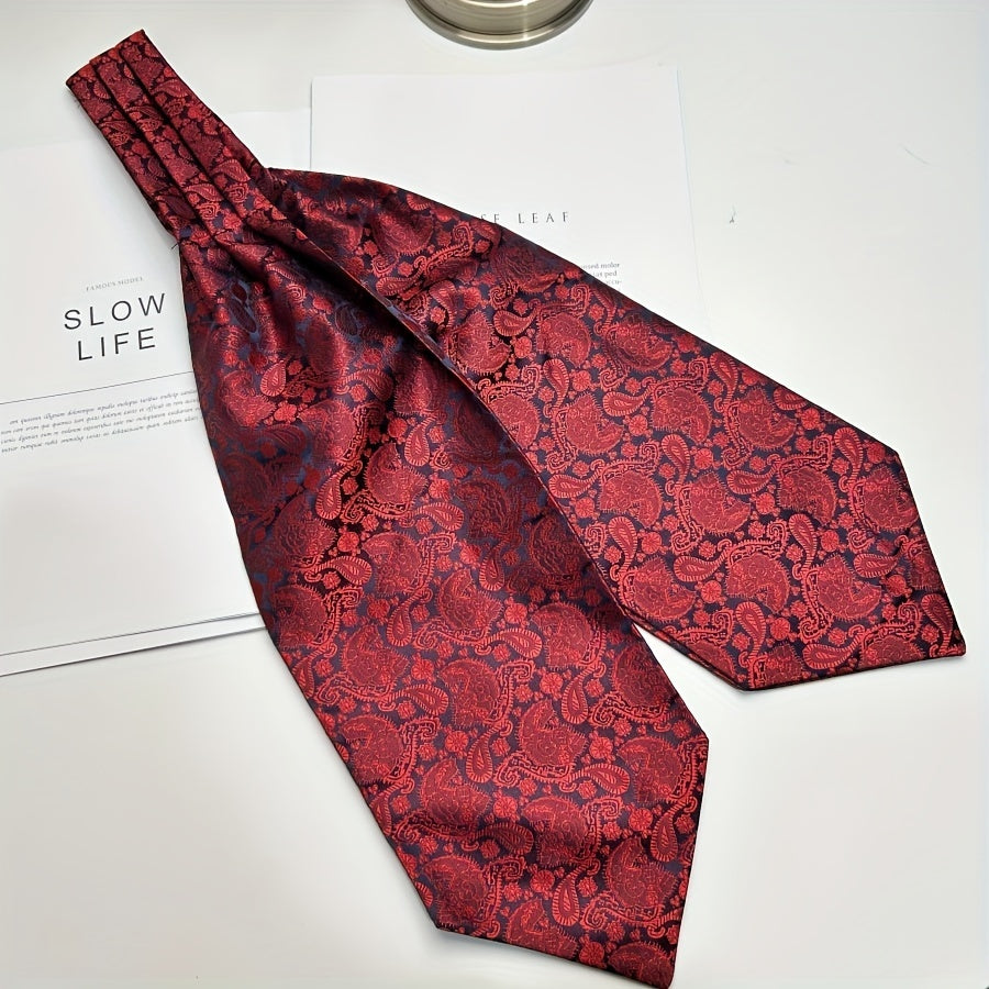 Men's Burgundy Blue Flower Suit Neck Scarf Casual Formal Dress Shirt Accessory