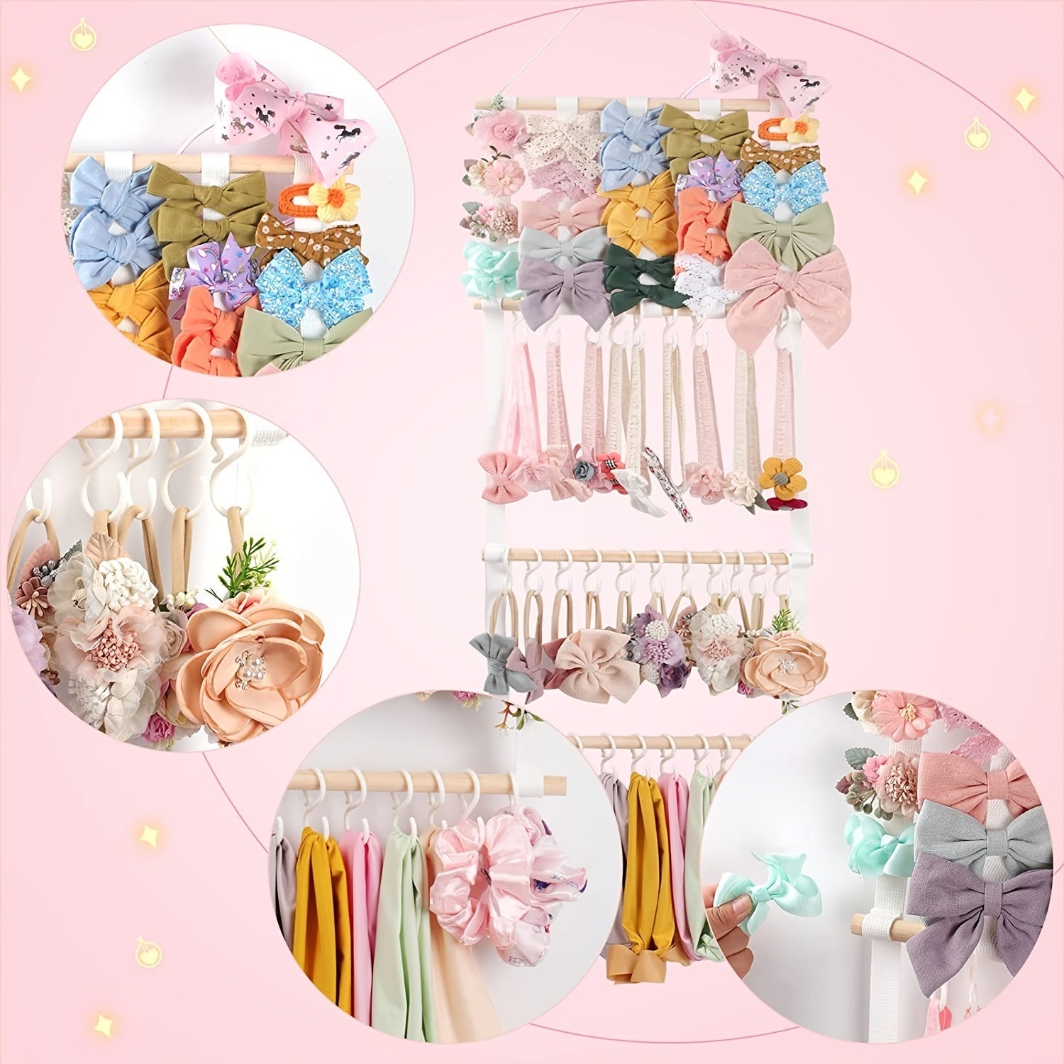 Hair Accessories Organizer for Baby Girls Hanging Storage for Hair Bows and Headbands