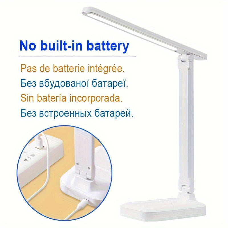 LED Desk Lamp with Touch Control Eye-Care Technology USB Powered for Reading Home Office White