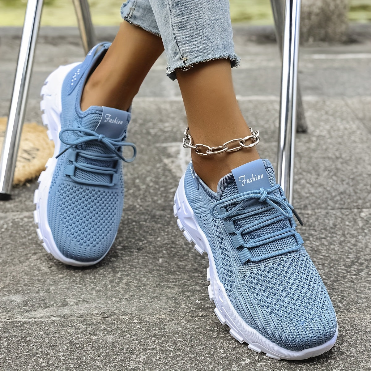 Women’s Breathable Mesh Athletic Sneakers with Airplane Pull Strap