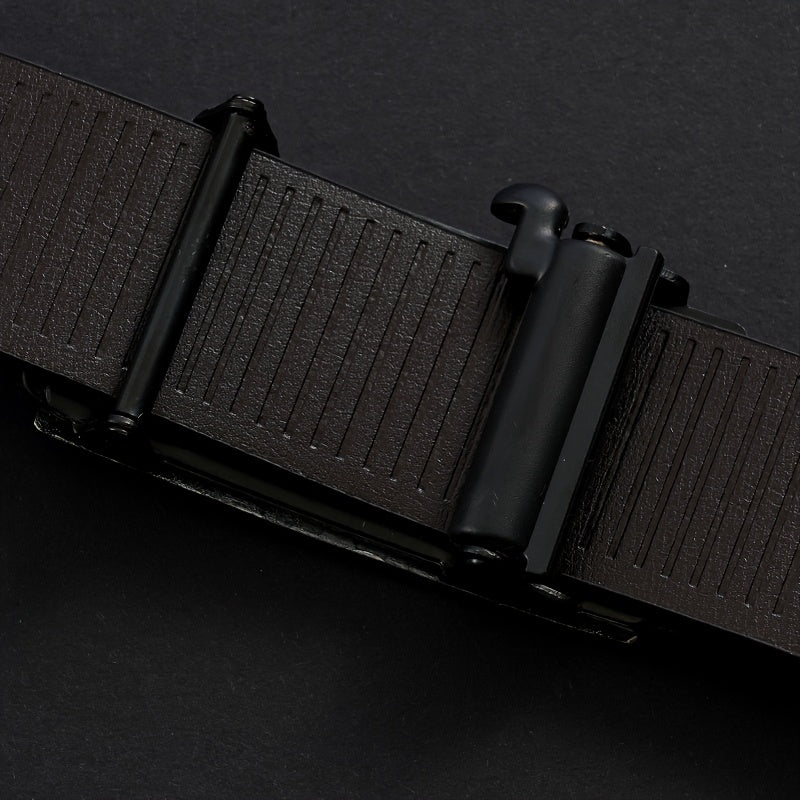 Мужской черный ремень из искусственной кожи с автоматической пряжкой и пайетками