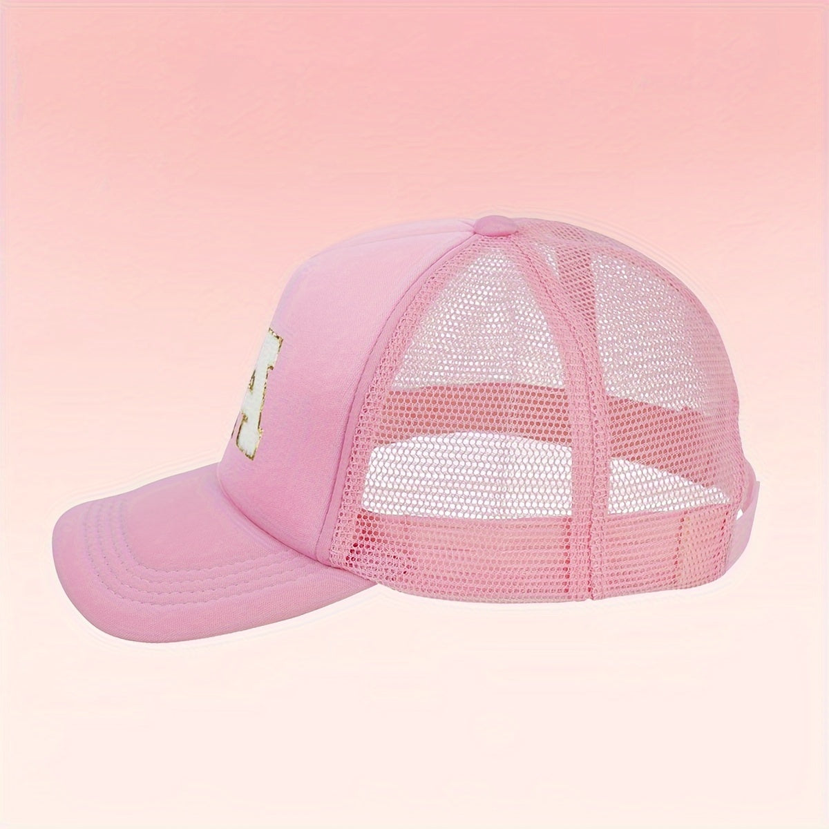 Girls Alphabet-Themed 2-Piece Baseball Cap and Bag Set Polyester Breathable Fitted for Ages 3-14
